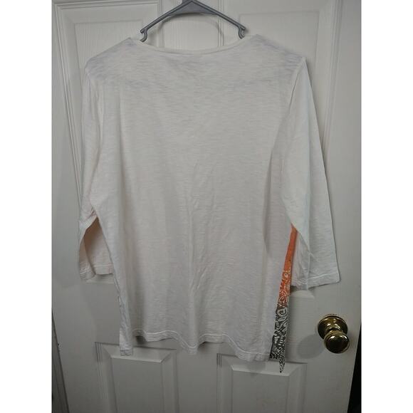 Weekends By Chicos Woman 1/M Ombre Striped Casual 3/4 Sleeve Top - Picture 8 of 8